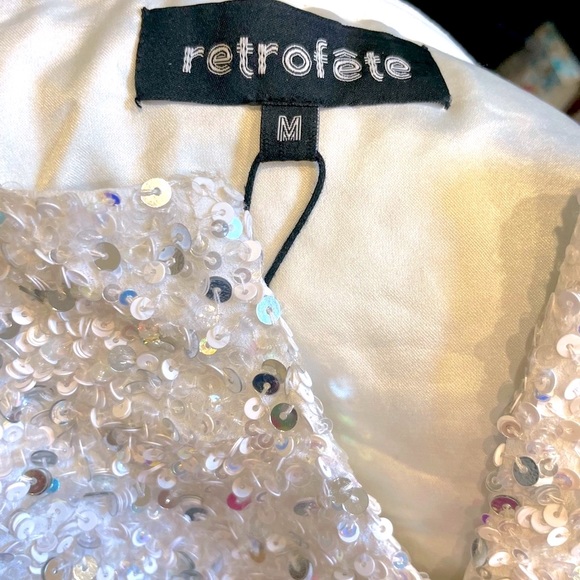NWT Retrofete xRevolve Omer Sequin Mini Dress in White - Picture 5 of 8